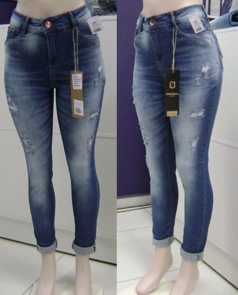 Calça Jeans Cigarrete Destroyed (rasgos) Hot Pants Consciência Jeans Tm.44